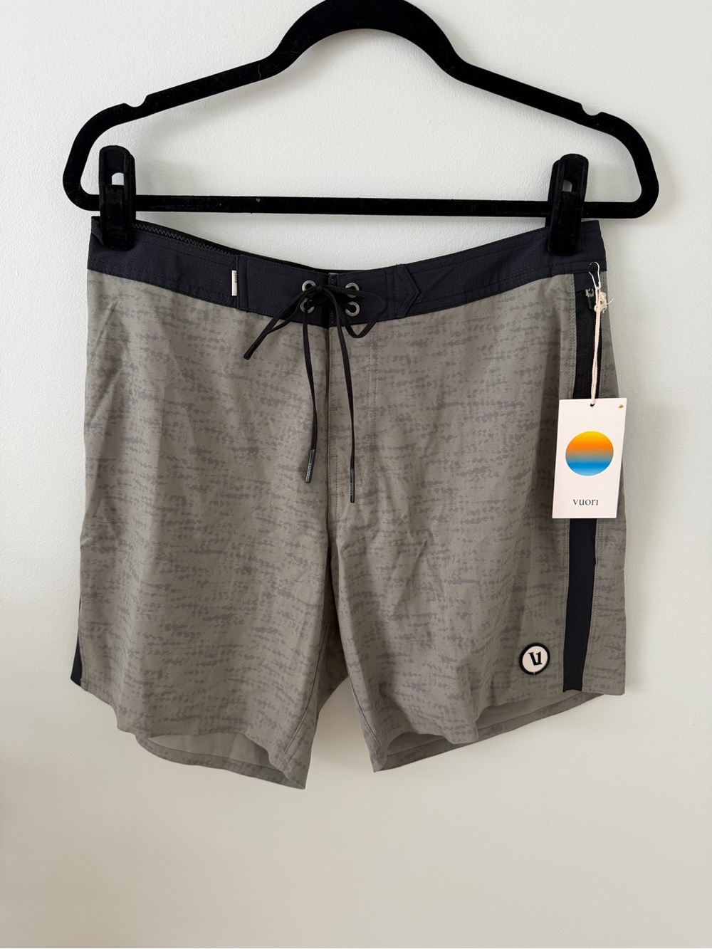 Vuori Men's Gray Board Shorts with Black Trim